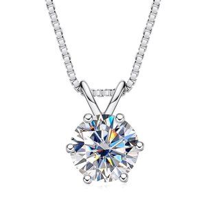 Certified 3 ct. t.w. Moissanite Diamond Solitaire Necklace NEW A